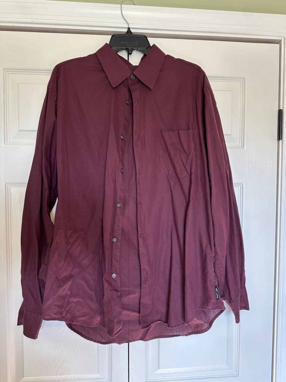 Armani Exchange Men's Wine Red Long-Sleeve Dress Shirt